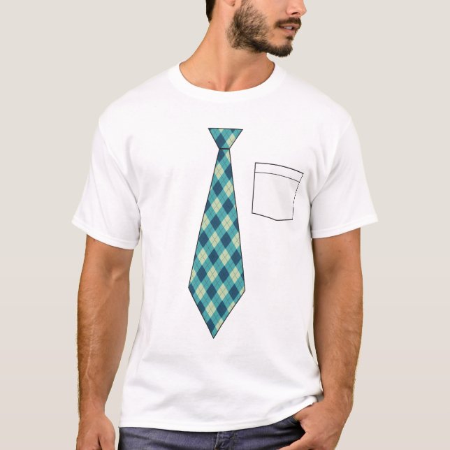 T-shirt Fausse chemise à motifs de losanges drôle de (Devant)