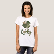 T-Shirt Faux Patchwork Trèfle à Quatre Feuilles Ch