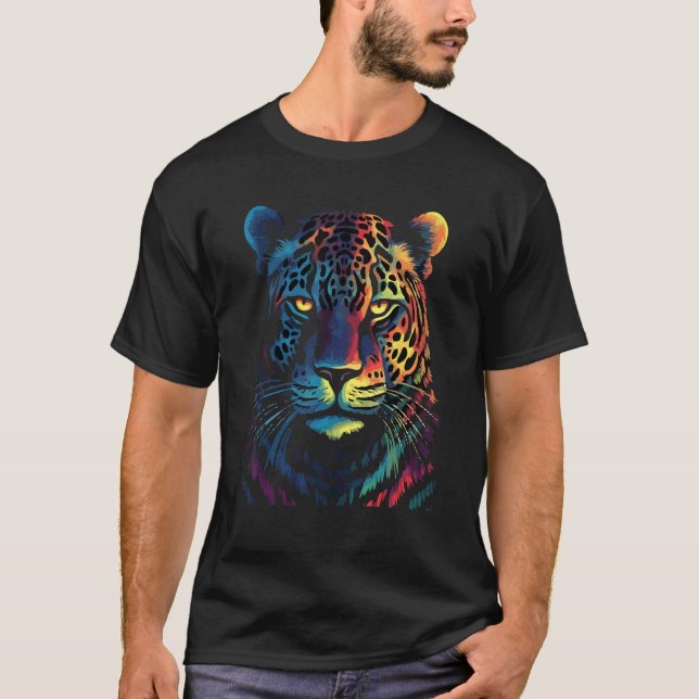 T-shirt Fearless Jaguar Face Big Cat  Print Graphic Design (Devant)
