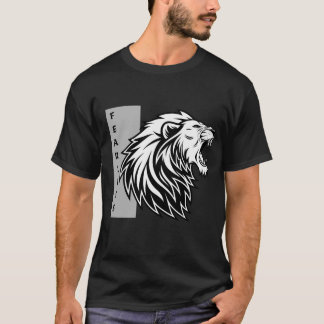 T-shirt Fearless Lion Roar - Motivational Black and White 