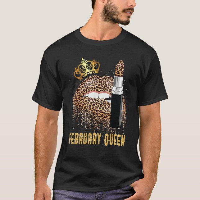T-shirt February Queen Leopard Lips Shirt February (Devant)