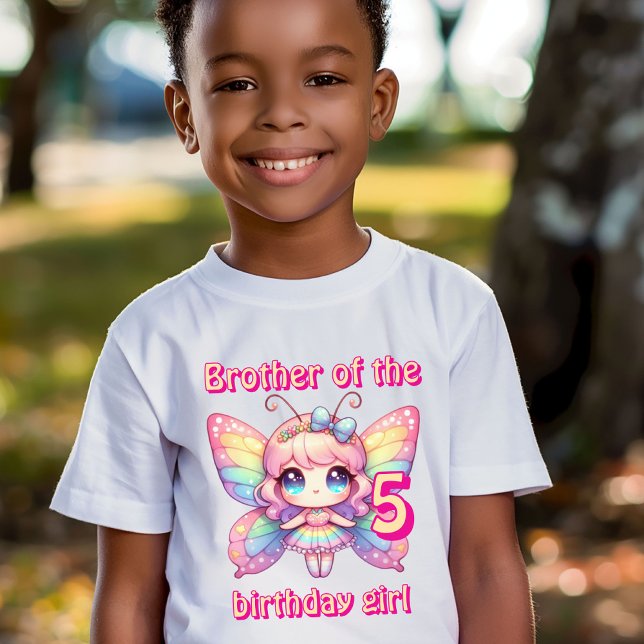 T-shirt Fée arc-en-ciel frère papillon de fille d'annivers (Créateur téléchargé)