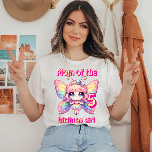T-shirt Fée arc-en-ciel papillon maman de fille d'annivers