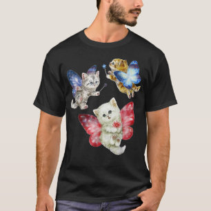 T-shirt Fée Cute Chats Kitten Voler Un Papillon Chat Kitte