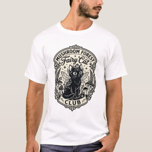 T-shirt Fée de la forêt de champignons Chat drôle Graphiqu