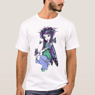 T-shirt Fée de papillon de tatouage de rose de bleu de