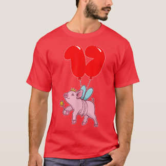 T-shirt Fée de porc mignon17e anniversaireFête de ballon p