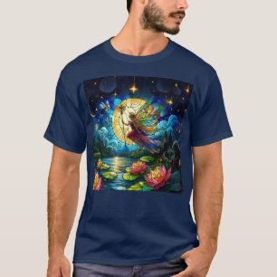 T-shirt Fée de vol au clair de lune en vitrail