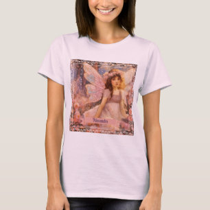 T-shirt Fée Fantaisiste dans un Jardin Floral Rose de Rêve