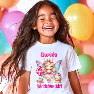 T-shirt Fée papillon rose gâteau d'anniversaire