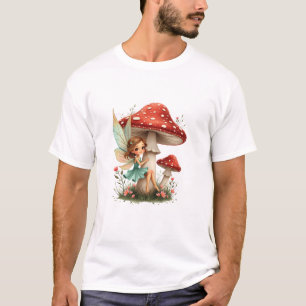 T-shirt Fée Whimsical assise sur un champignon