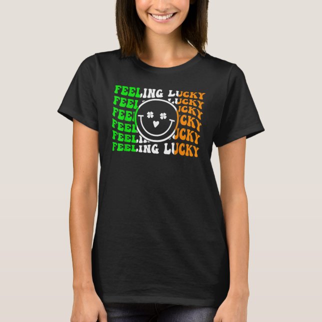 T-shirt Feeling Lucky Irish Flag Shamrock Leaf St Patrick' (Devant)