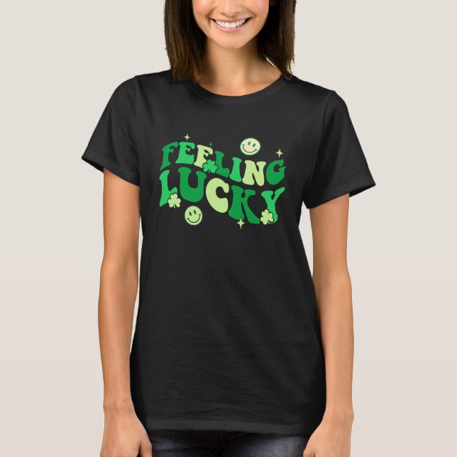T-shirt Feeling Lucky Shamrock Groovy St Patrick's Day Ire (Devant)