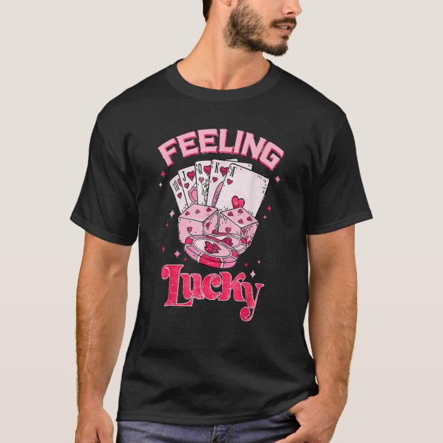T-shirt Feeling Lucky Valentine Pocket Xoxo Lucky Valentin (Devant)