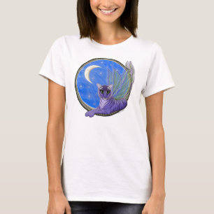 T-shirt féerique d'art de chat d'imaginaire de