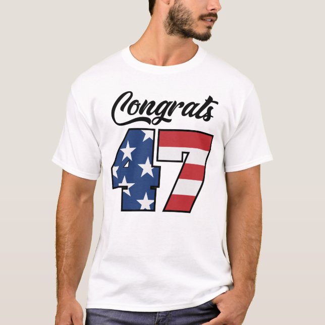 T-shirt Félicitations 47 Trump Drapeau américain (Devant)
