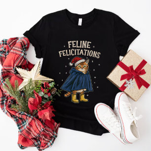 T-shirt Félicitations Félinement Drôles de Chats Noël Fête