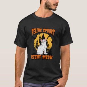 T-shirt Feline Éffrayant droit Meow Halloween chat Ghost C