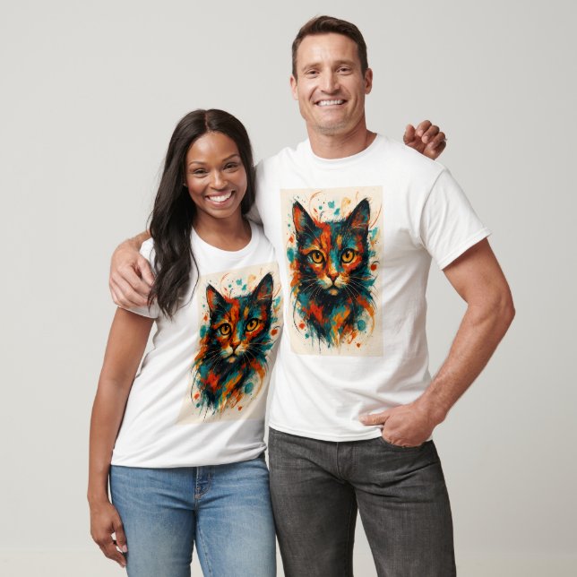 T-shirt Feline Energy - Abstrait Cat Expressionist Art Te (Unisexe)