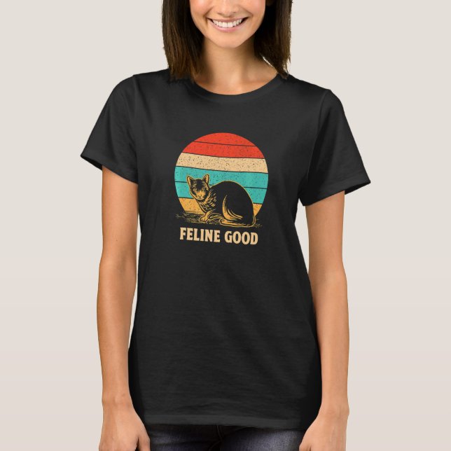 T-shirt Feline Good Chat Positivité Kitten Positive Citati (Devant)