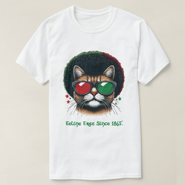 T-shirt Feline Gratuit depuis 1865 - JunetDix Cat Art (Design devant)