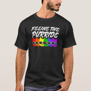 T-shirt Féline Le Chat Gay pride Purride Lgbt Portant La C