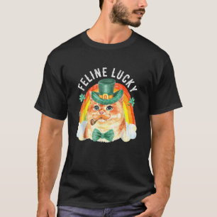 T-shirt Feline Lucky Funny Leprechaun Chat Rainbow St Part