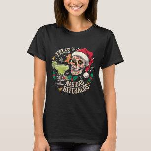 T-shirt Feliz Navidad Achos Crâne Drôle Espagnol Joyeux No