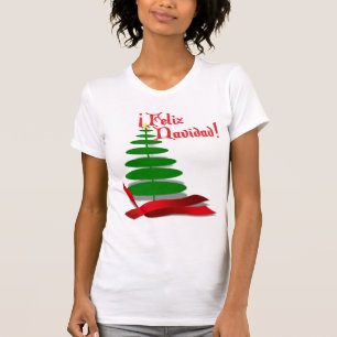 T-shirt Feliz Navidad - Arbre de Noël au ruban rouge