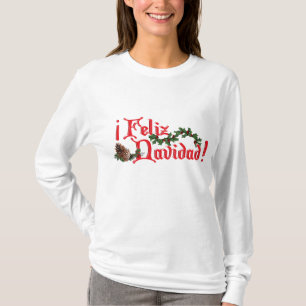 T-shirt Feliz Navidad Conception de texte avec des cônes d