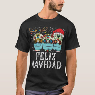 T-shirt Feliz Navidad Crâne à sucre dans le Masque Drôle N