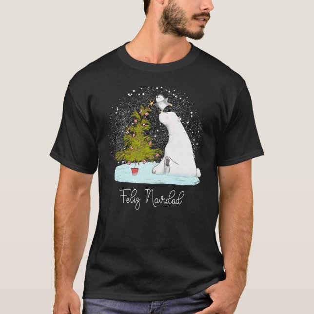 T-shirt Feliz Navidad Cute Polar Bear Penguin Christmas (Devant)