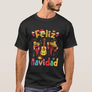 T-shirt Feliz Navidad Fiesta Mexicaine Guitare Piment Chau
