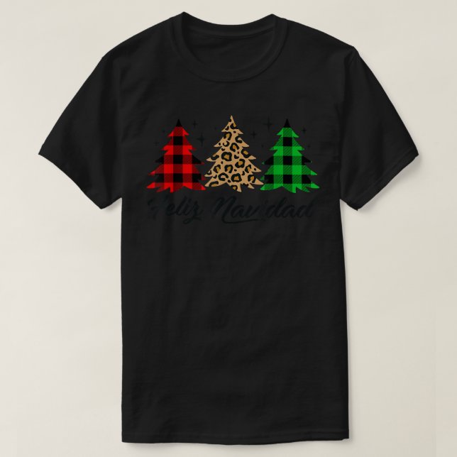 T-shirt Feliz Navidad Plaid Xmas Tree Spanish Christmas Xm (Design devant)