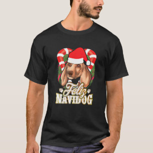 T-shirt Feliz Navidog Dachshund avec le chien Casquette du