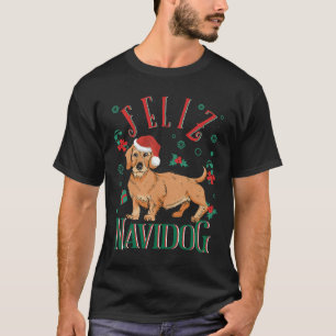 T-shirt Feliz Navidog Funny À poils durs Dachshund Wiener 