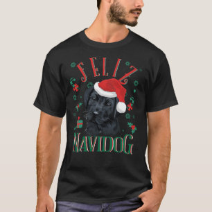 T-shirt Feliz Navidog mignon Black Labrador Retriever Pupp