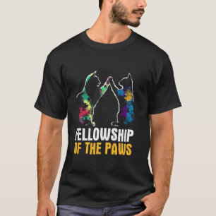 T-shirt Fellowship Of The Paws - Chat Coloré Kitty Chatons
