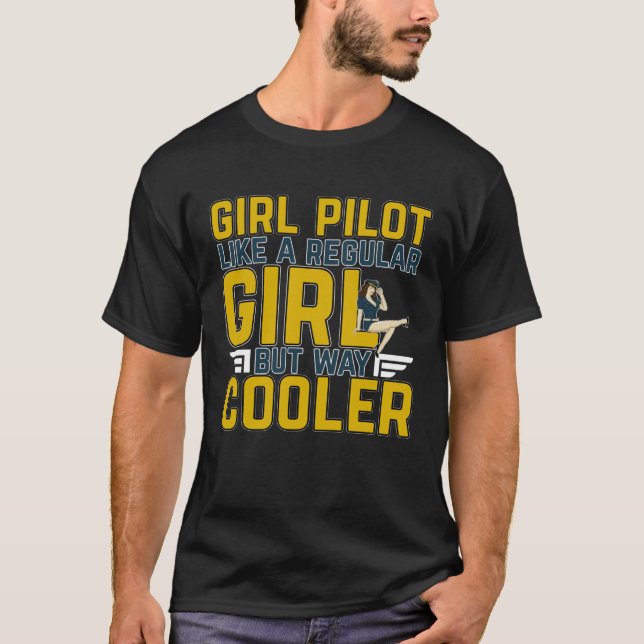 T-shirt Female Pilot For A Pilot Professionals And Plane H (Devant)