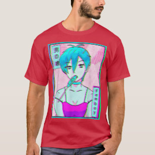 T-shirt Femboy Vapowave Aesthetic Anime Boy Retro Glitch 