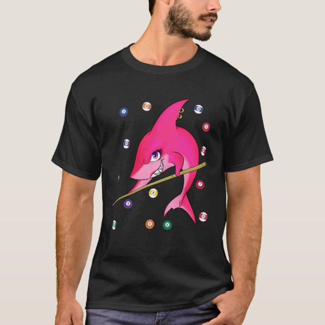 T-shirt Femelle drôle de requin de piscine de billards (Devant)