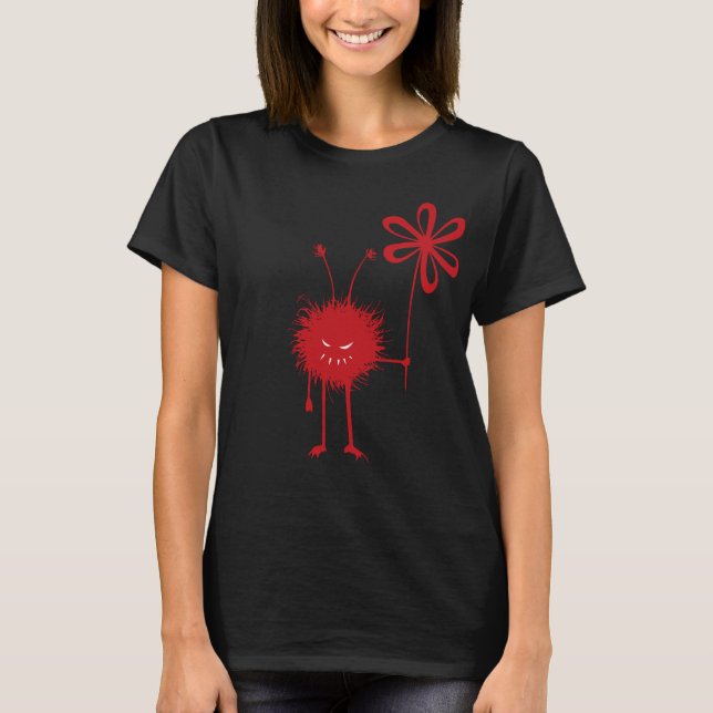 T-shirt Femelle mauvaise rouge de noir d'insecte de fleur (Devant)
