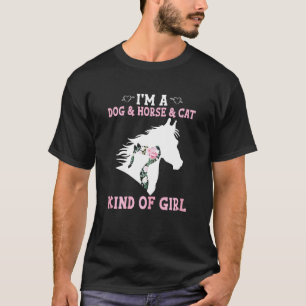 T-shirt Femen Die Chien Cheval Chat Floral Silhouette Anim