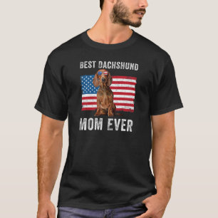 T-shirt Femens Dachshund Maman American Drapeau Wiener Dox