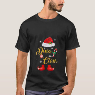 T-shirt Femens Diva Santa Claus Matching Family Group Chri