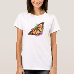 T-shirt féminin avec le papillon Monarque au-dessu
