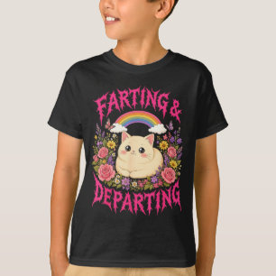 T-shirt Féminin chat départ arc-en-ciel fleurs drôle