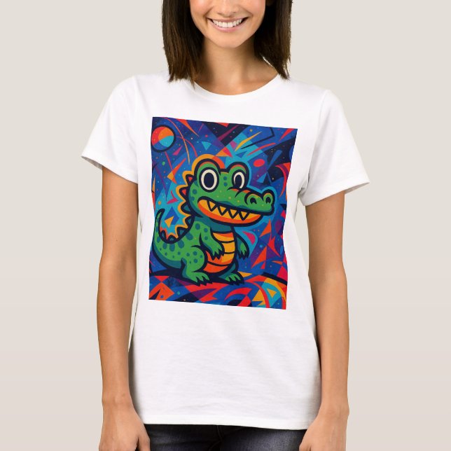 T-shirt féminin crocodile vert (Devant)