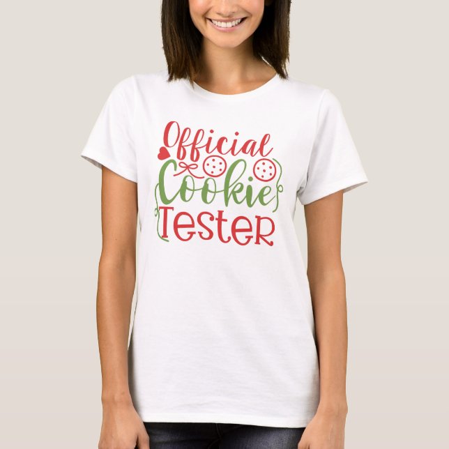 T-shirt féminin de Noël Tester de biscuits officie (Devant)