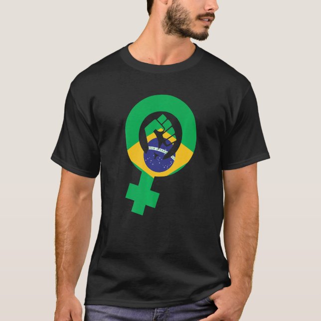 T-shirt Feminist Symbol Brazil Flag (Devant)